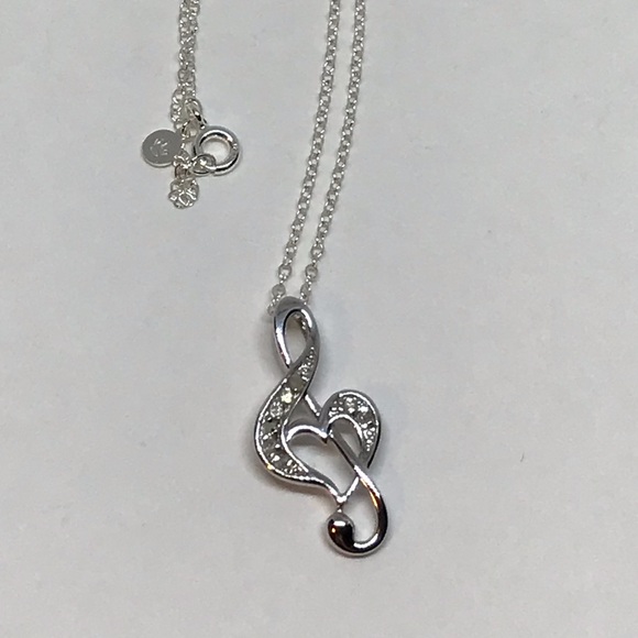 925 Diamond Music Note Necklace - Picture 5 of 10